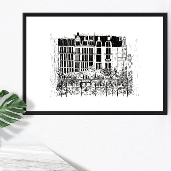 Framed hand-drawn prints - Picture 2 of 2